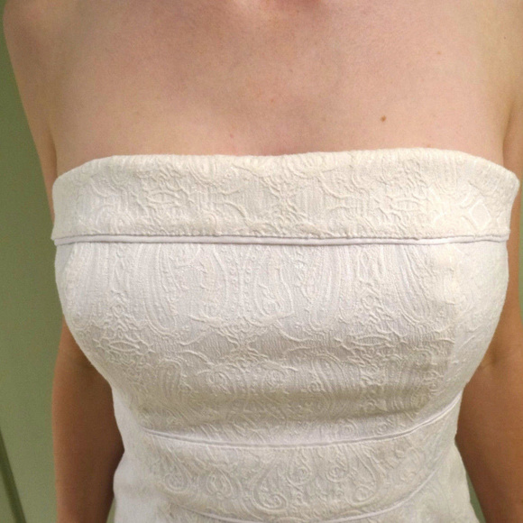 Holiday Party White Dress Strapless Date Wedding Rehearsal Dinner - Picture 4 of 8